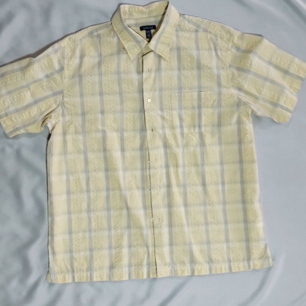 Van Heusen short sleeved yellow plaid shirt